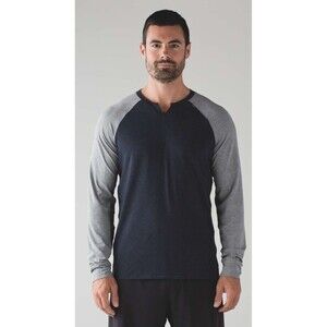 Lululemon Split Neck Reglan Bodhi L/S Navy/Gray Men's size M/L